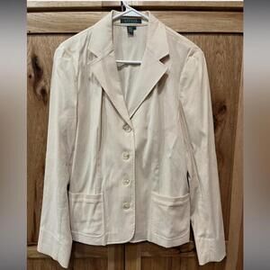 Lauren Ralph Lauren Women's S Cream Tan Pinstripe Blazer